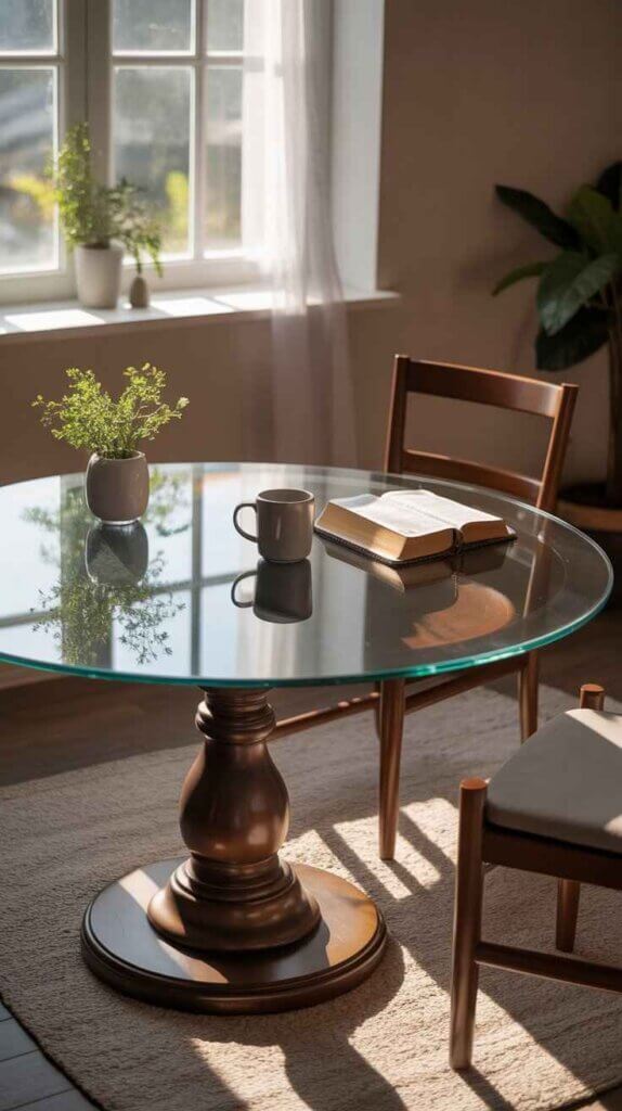 Pedestal Base with Glass Top