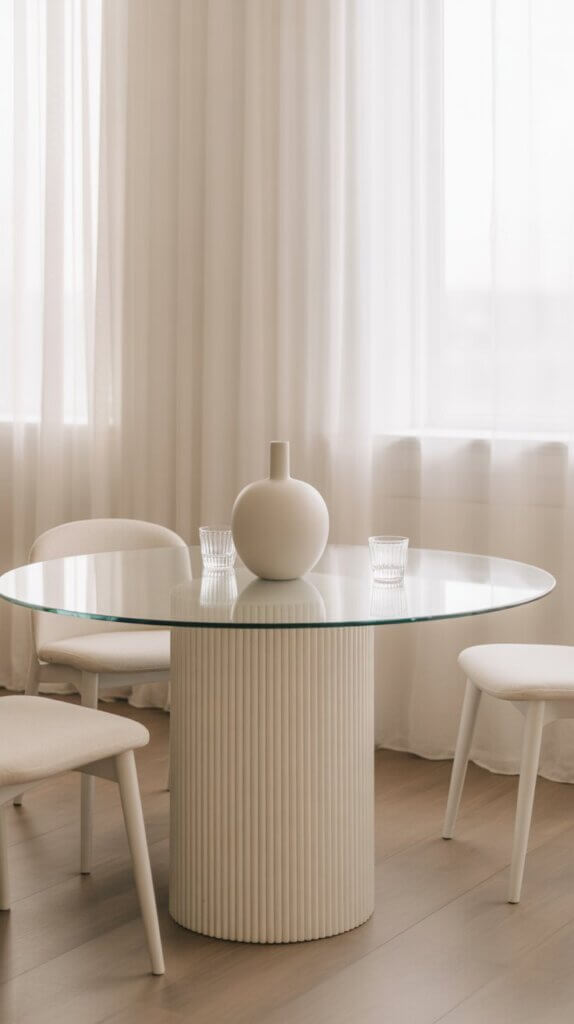 White Base with Glass Top