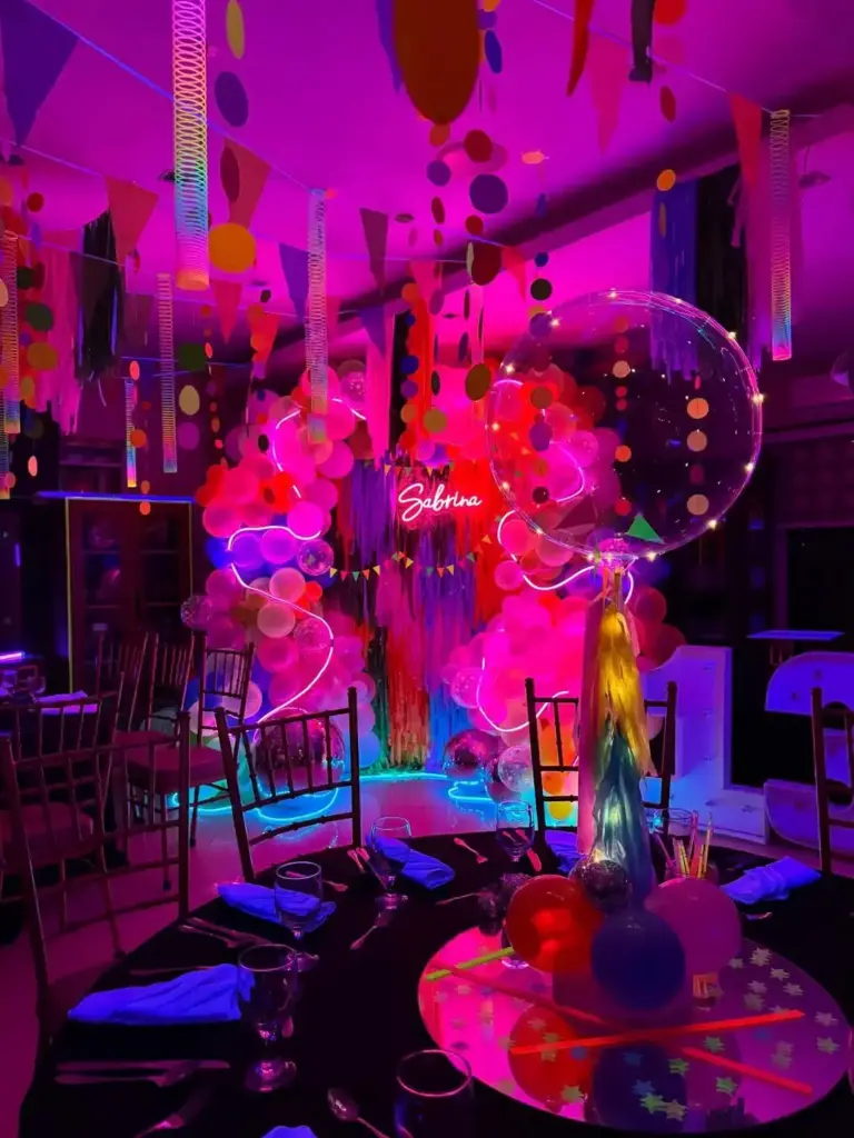 Glow in the dark party decor